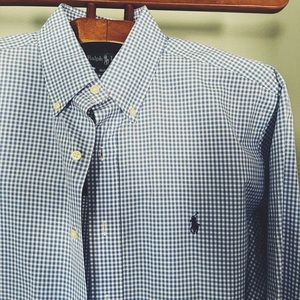 Classic blue gingham dress shirt